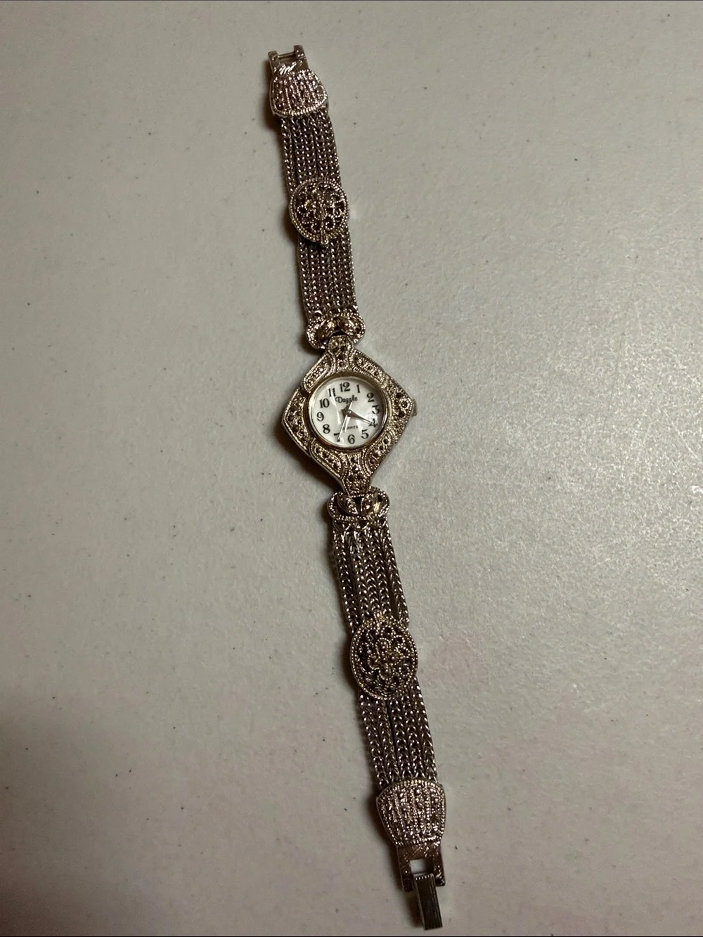 Women's Silver-Tone Marcasite Filigree Bracelet Watch